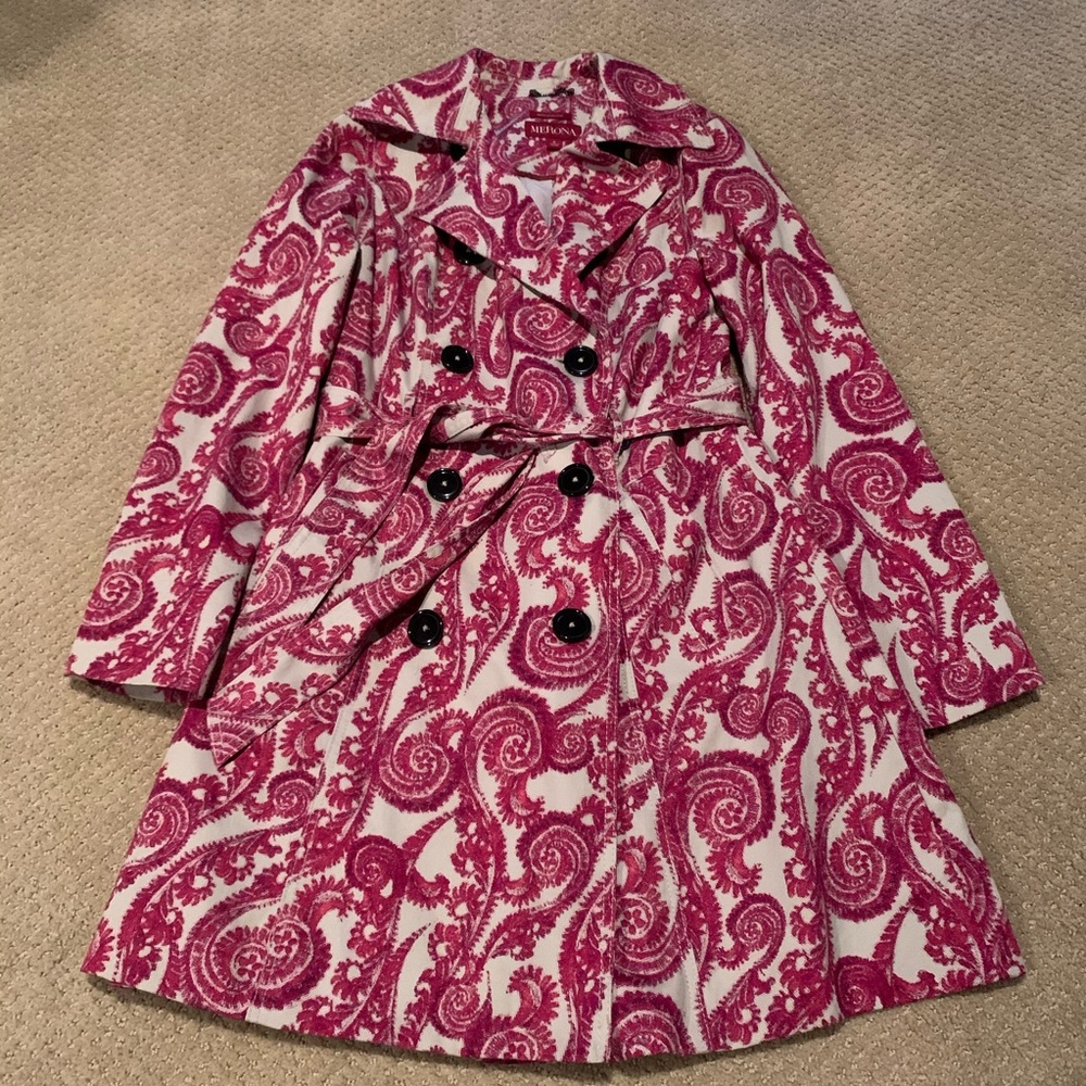 Merona pink paisley trench coat